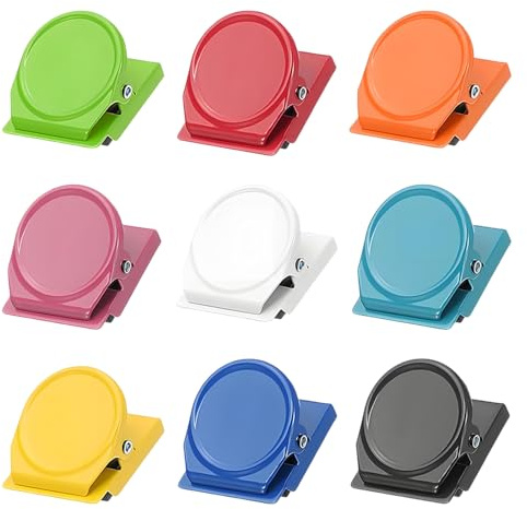 VACUBXBY 9 Stück Magnetklammern, Magnete mit Klammern für Kühlschrank, Whiteboard, Magnettafel, Büro, Zuhause, Küche, Schule, Magnetische Memo Hinweis Clip