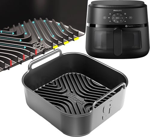AirFlow Pro™ Phillips 6.2L Premium Silicone Liner | 15mm Raised Ridges for Crisp Airflow + 3mm Thick & Dishwasher Safe | Designed for Phillips 6.2L | 1PC Phillips Silicone Liners | by iStock Kitchen
