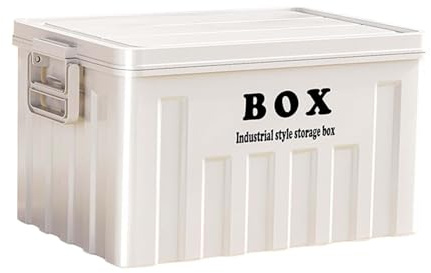 LOVIVER Grande Boîte de Rangement avec Couvercle, Caisse de Stockage Empilable, Bac Plastique avec Poignées, Container de Stockage Multifonction pour Vêtements, Jouets et Extérieur
