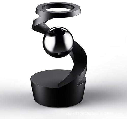 Schwebender Schreibtisch-Spinner – Metall-Stressabbau-Spielzeug für Kinder, Jugendliche und Erwachsene, schwimmender Kreisel mit LED-Lichtern, coole Bürodekoration in 6 Farben (Schwarz und Silber)