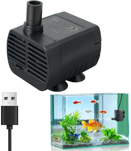 Mini pompa acqua (200L/H regolabile, 1-3W) ultra silenziosa pompa acquario con 1,5 m USB-cavo, pompa fontana ad acqua gatto per acquario, idroponica, laghetto fontana