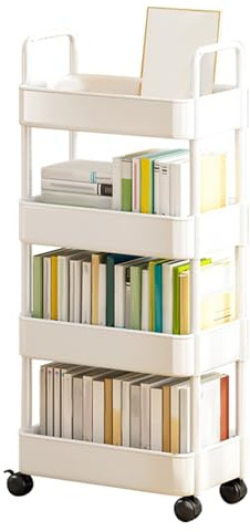Genérico Carro rodante, Carro utilitario rodante - utilitario móvil - de Almacenamiento de 3/4 Niveles con asa y Ruedas, Carrito Organizador de Almacenamiento Multifuncional para Cocina, Sala de es