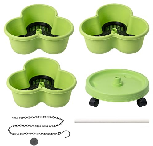 Ahuuen Torre De Plantación Vertical,Maceta Apilable | Macetero De 3 Niveles con Ruedas Extraíbles para Hortlizas Fresas Flores Interior Cocina Exterior Jardín Patio
