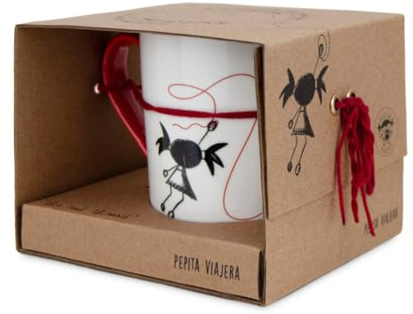 PEPITA VIAJERA Taza cerámica legend the red thread, Diseño con texto en INGLÉS, Regalo original para Parejas, Profesores,Volumen 380 ml para Desayuno,café, Apto microondas y lavavajillas