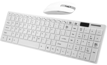NUOBESTY Clavier et Souris sans Fil 2,4 Ghz Ultra-Plat en Plastique Blanc avec Récepteur, Facile à Transporter, pour Ordinateur à Domicile