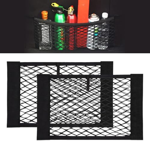 2 Piezas Bolsa De Red para El Coche, Red Maletero De Coche, Red Elástica, con Pegatinas Mágicas, para Asientos De Automóviles, Cocina, Dormitorio, Baño
