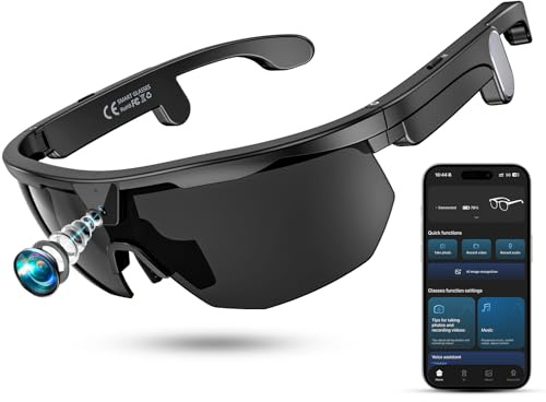 Mingtawn Smart Glasses mit 4K HD Anti-Shake Kamera & 3D Stereo Lautsprechern | Polariserte UV400 Sportsonnenbrille | Bluetooth KI-Brille für Outdoor-Videos, Fotos & Musik | HiFi Audio Action-Kamera