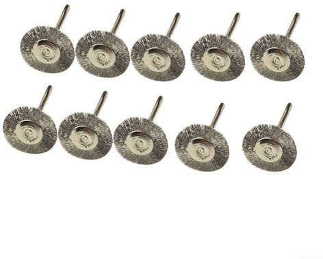 Cepillo de rueda de alambre, 10 cepillos de pulido de 22 mm para amoladora giratoria para accesorios dremel, herramienta de limpieza de acero, eliminación de óxido, pulido y taladro giratorio