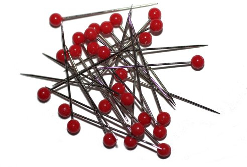 dalipo 31001 - Buntkopfstecknadeln, 100 Stück, rot