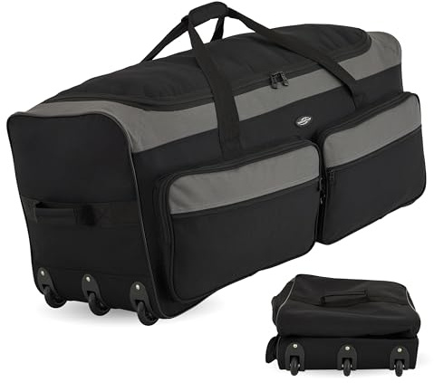 Travelers Club - Platzspar Dreifach-Falt 3-Rad Rolltasche, Grau, 92 cm