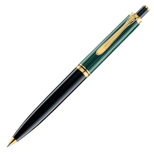 Pelikan Kugelschreiber Souverän 400, Schwarz-Grün, hochwertiger Druckkugelschreiber im Geschenk-Etui, 996835