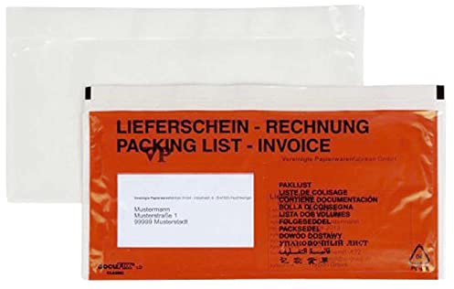 Docufix Begleitpapiertaschen mit Aufdruck Lieferschein - Rechnung, DL, 250 Stück