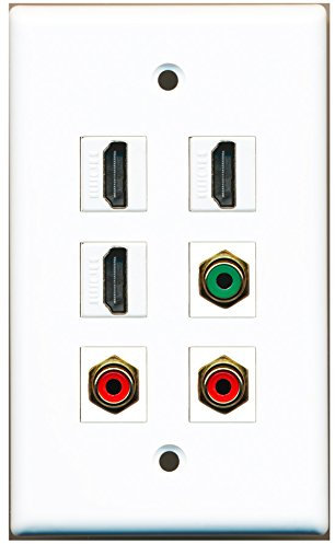 RiteAV – 3 HDMI 2 puerto RCA rojo 1 Puerto RCA verde placa de pared