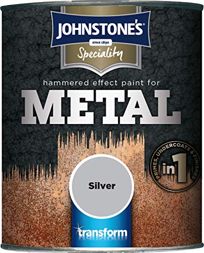Johnstone's - Speciality Hammered Effect Paint - Silver - Tough & Durable Paint - Suitable for All Metal Surfaces - Long Lasting Protection - Coverage per Litre 7m2 - 750ml