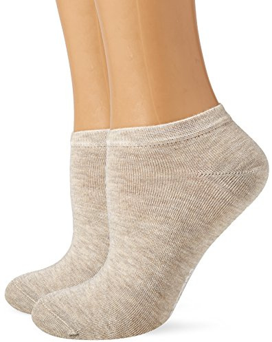Camano Damen Füßlinge 3318, 2er Pack, Gr. 35/38, Beige (Natural Melange 0011)