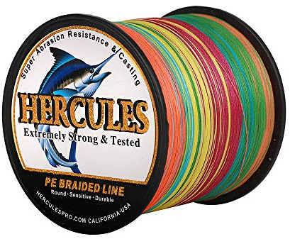 Hercules Super Cast 300 m 328 meter flätad fiskelina 27 kg test för saltvatten sötvatten PE-fläta fisklinjer superline 8 strängar – flerfärgad, 27,2 kg (27,2 kg), 0,40 mm