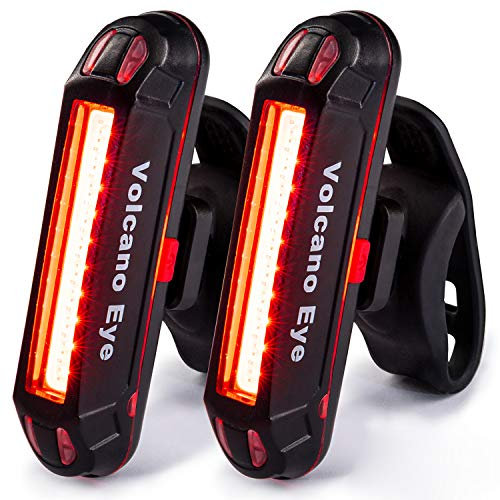 Luz Trasera para Bicicleta Potente (2 Paquetes) Luz de Seguridad LED Recargable USB Piloto Impermeable para Ciclismo Súper Brillante Rojo Verde Azul 7 Modos Adecuada para Bici de Carretera