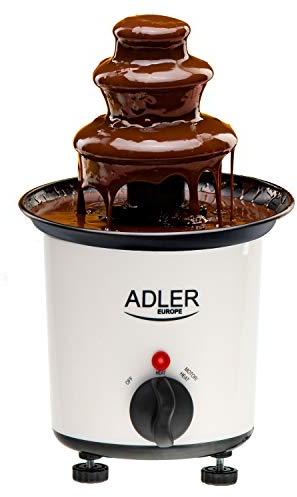 Adler AD 4487 Fuente de Chocolate, 3 Alturas, Capacidad 200 ml, Temperatura Máxima 80°C, Base Antideslizante con Pies Ajustables, Fondue Fruta, 30W