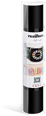 TECKWRAP 001 Smart selbstklebendes Vinyl, permanent, 33 cm x 1,5 m, Vinyl für DIY-Aufkleber-Projekte, kompatibel mit Explore3/Maker3, Mattschwarz