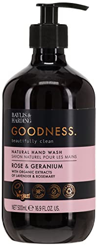 Baylis & Harding Goodness Rose & Geranium Natural Hand Wash, 500 ml (Pack of 1) - Vegan Friendly