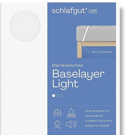 Schlafgut Light Molton Matratzenschoner 180x200 aus 100% atmungsaktiver Baumwolle, Matratzenauflage mit Eckgummis