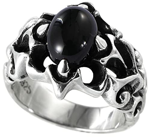 Männer Ringe, S925 Sterling Silber Engagement Ring Schwarzer Onyx-Ring Herren Ringe