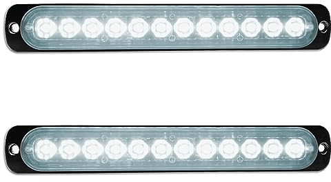 RIGIDON 2 st 7,5 tum 12 LED vit stroboskop bromsljus, blinkande säkerhetsetikett 12 V 24 V led ljusstång för bil kommersiella fordon båt släpvagn husvagn