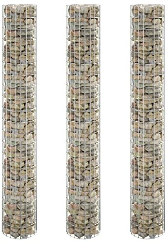Gabionen Wandgitter Stabmattenzaun Metallgitter Gartenzaun Metall Gabionen-Hochbeete 3 STK. Rund Verzinkter Stahl Ø30x200 cm