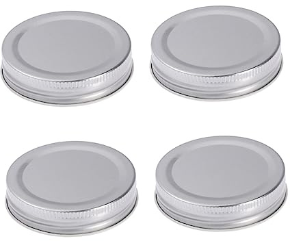 MAGICLULU 4 Stück Auslaufsichere Einmachglasdeckel 2.83X2.83X0.59In Weithalsglas Verschlusskappen Aus Zinndeckel Für Glasflasche Lagerung