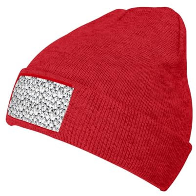 WURTON Niedliche Baby-Mütze mit Pinguin-Skizzenaufdruck, lässige Beanie-Mütze für Damen und Herren, warme Wintermütze, modische Mütze mit Bündchen, Rot/Ausflug, einfarbig (Getaway Solids),