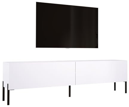 3E 3xE living.com TV- Schrank in Weiß Matt mit Beinen in Schwarz, A: B: 170 cm, H: 52 cm, T: 32 cm