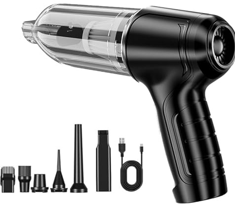 Airify Pro Vac, Airify Car Vacuum, 3 IN 1 Handstaubsauger Stark, Auto Staubsauger Kabellos, Wiederaufladbarer Nass & Trocken Mini Staubsauger, Tragbar Elektrische Staubgebläse für Auto, Haus (Schwarz)