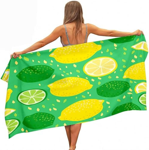 okoikfc 3D Strandtuch 150x200 cm Zitrone Badetuch Groß Zitrone Microfaser Handtücher Weich Schnell Trocknen Strandhandtuch Herren Frauen Badetücher, Strandtücher Strandlaken Handtuch A1791