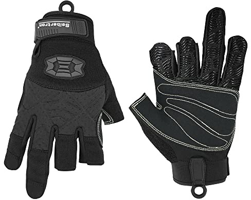 Seibertron Guantes de Cuerda de Escalada Ligeros con 2 Dedos para escaladores, Escalada, Rescate, Aventuras, Vela, Kayak, Deportes al Aire Libre, M
