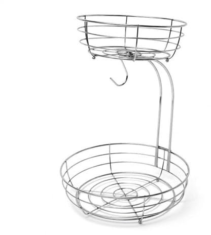 Fruteros de Cocina Cesta de frutas de 2 niveles Cesta de almacenamiento de verduras Capacidad Cesta de frutas de doble capa Solución de almacenamiento multifuncional con drenaje rápido for mostrador d