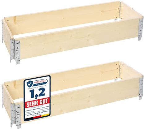 Garronda Carré Potager modulable en Bois Naturel 120x40x20 cm – Jardinière extérieure en palettes, empilable et Pliable, pour Jardin, Plantes, Fleurs, Herbes, Fruits et légumes GD-0141, 2 pièces