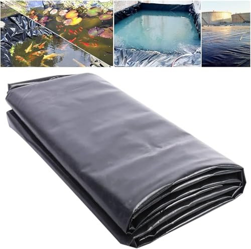 HDPE-Teichfolie, 2,0 mm Dicke, Fisch- und pflanzenfreundlich, Flexible Gartenteich-Dichtungsfolie, Teichmembranfolie für Fischteiche, Springbrunnen, Wassergarten und Wasserfall, schwarz, 9 x