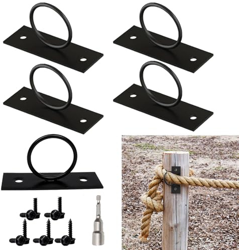 Teadokly 5PCS Rope Fence Bracket Holders, Ring Rope Support Battle Rope Anchor Decorative Rope Holder for Rope Fences, Stair Railings, Wall Hooks, Ceiling Hooks