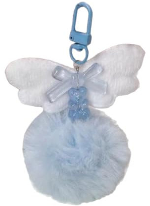 Handyanhänger mit niedlicher Schleife, Handykette, Taschenanhänger, Plüsch, Rucksack, Dekoration, Handy-Schlüsselband, blau, M