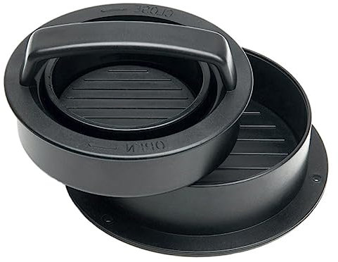 YARNOW Meat Press Mold and Hamburger Maker Set, 2 Black Meat Pressers for Burgers, Kitchen Utensil for Homemade Burger Patty Pressing and Cooking