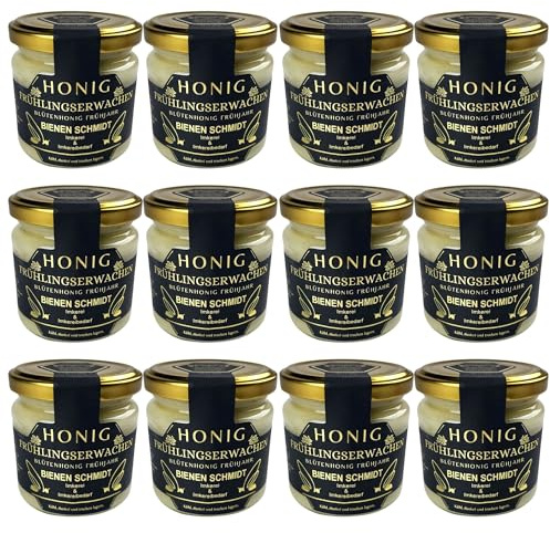 12x Original Deutscher Honig Frühtracht 250g im Glas cremig gerührt Regionales Produkt aus Oberfranken (Nord-Bayern) Honig rein und natürlich