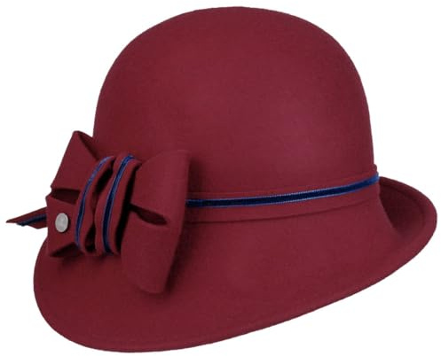 LIERYS Vivien Glockenhut Unifarbener Hut 100% Wolle Winter Filzhut Schleife Made in Italy Damen Herbst/Winter Bordeaux One Size