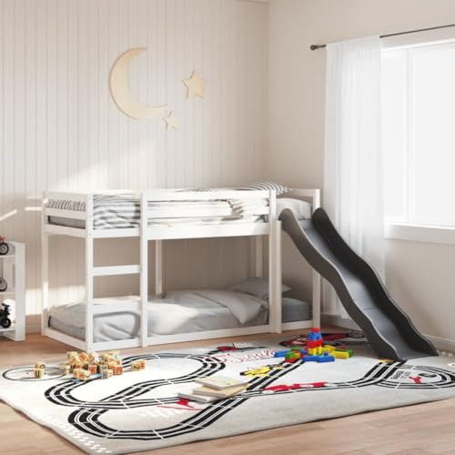 UJCHVHN Item-Bunk Bed with Slide&Ladder without Mattress White 80x200 cm,Beds & Accessories,Beds & Bed Frames