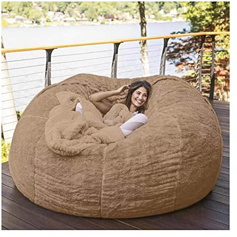 Riesiger Sitzsack aus Kunstfell, waschbar, Jumbo-Möbelbezug aus Memory-Schaum
