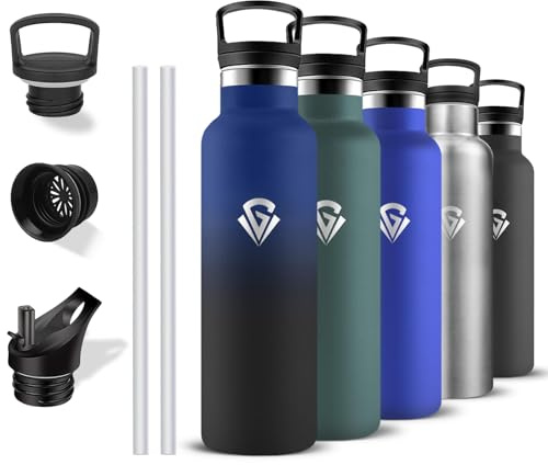 Gourde Isotherme, Gourde 750 ml, Sans BPA, Bouteille Isotherme, Anti Fuite, Bouteille Inox, Double Isolation, Thermos Paille, Facile à Nettoyer, Bouteilles Isothermes, pour Voyage, Randonnée, Camping