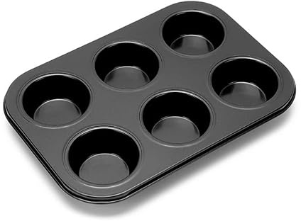 Teglia da forno per muffin, padella per cupcake in acciaio carbone non stick non rilascio rapido tins per muffin vassoio nero vassoio per torte impilabili per cucina domestica (6cups)