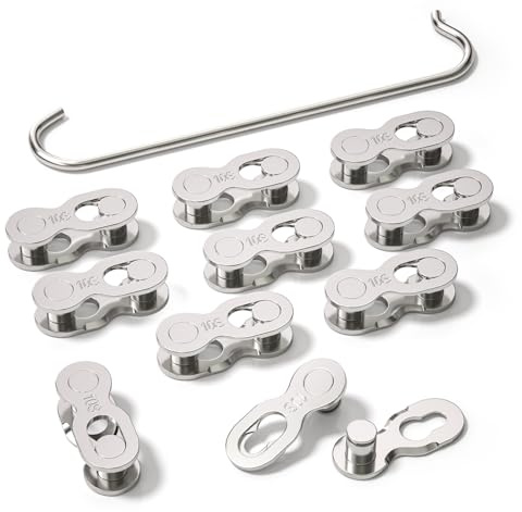 PCVANLEY 10 Pares de eslabones de Cadena Reutilizables para Bicicleta con liberación rápida de 10 velocidades con Gancho para Cadena
