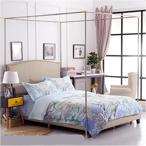 LWJSOCP Inicio Marco de Cama con Dosel de Acero Inoxidable Marco de Cama Mosquitera para decoración de Dormitorio Tamaño de Cama Cama Doble Plataforma tapizada Metal Fácil de Montar Marco de Cama Tu