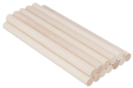 LEXININ 12 Pcs 30 x 2cmWood Dowel Rods, 300 x 20mm Round Unfinished Wood Sticks for Craft