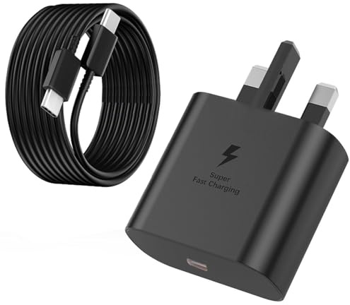 For Samsung Fast Charger, USB C Super Fast Charger Plug and 2M Type C charging Cable For Galaxy S26 S25 S25+ S25 FE Edge S24 S23 S22 S20/Ultra/A06 A15 A16 A26 A36 A56 A70 A71 A75, USBC Plug and Cable